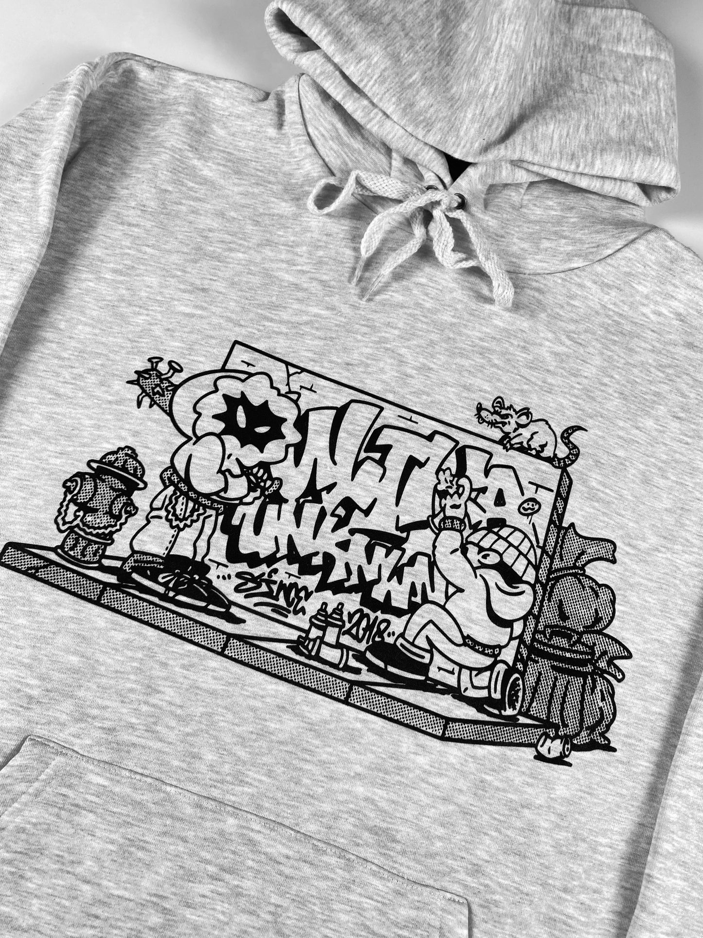 THROW UP HOODIE GRAU