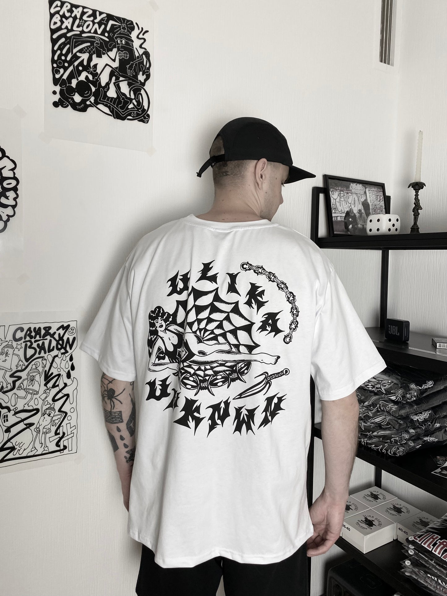 COBWEB T-SHIRT WEISS