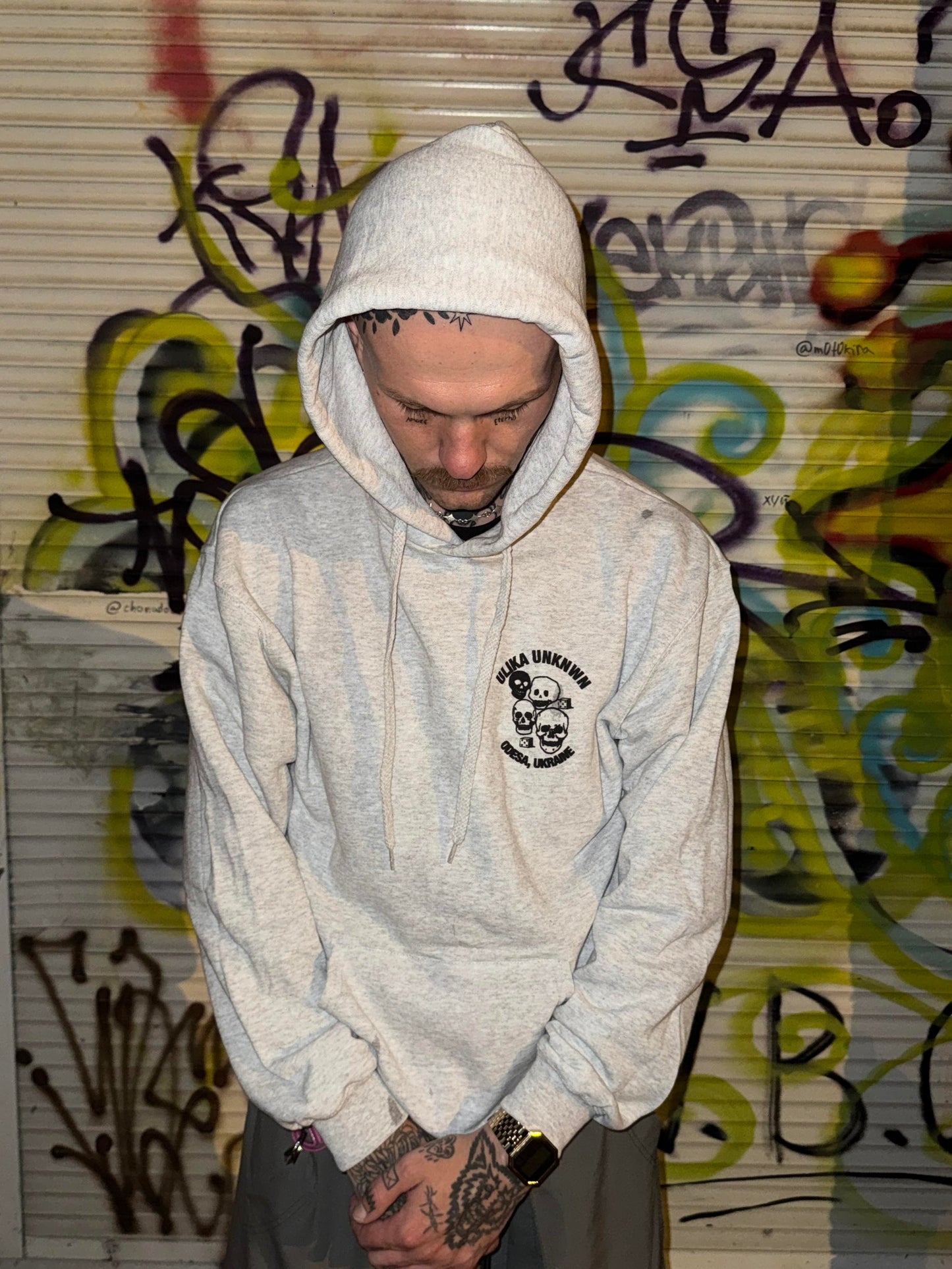 SKULL HOODIE GRAU