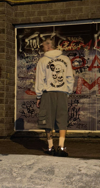 SKULL HOODIE GRAU