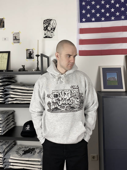 THROW UP HOODIE GRAU