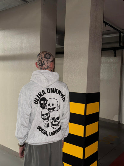 SKULL HOODIE GRAU