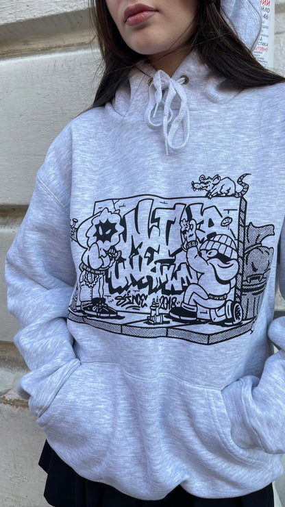 THROW UP HOODIE GRAU