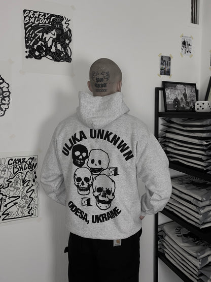 SKULL HOODIE GRAU